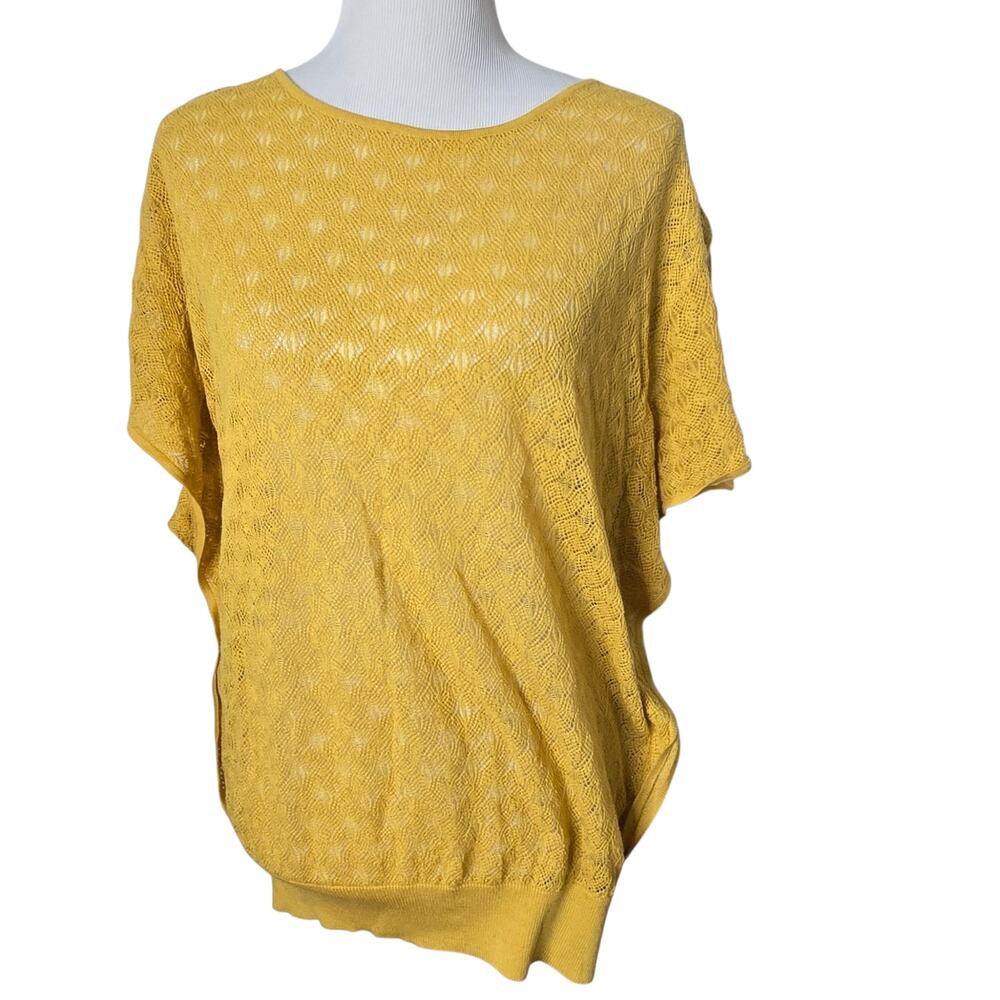 The Limited Crochet Sweater Top Mustard Yellow Size XL Dolman Sleeve Y2K Boho